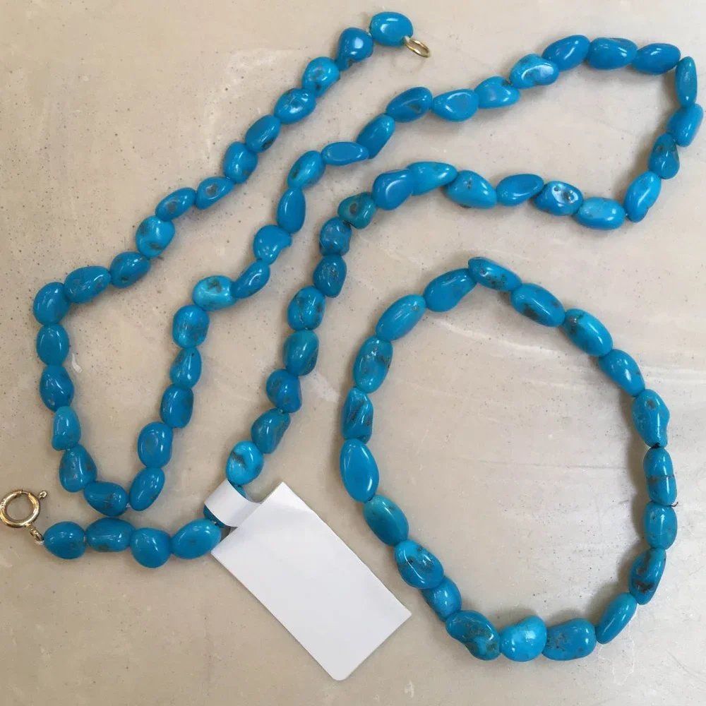 NWT Sleeping Beauty Turquoise 6 mm Bead Necklace from Saks 17.5 inch length